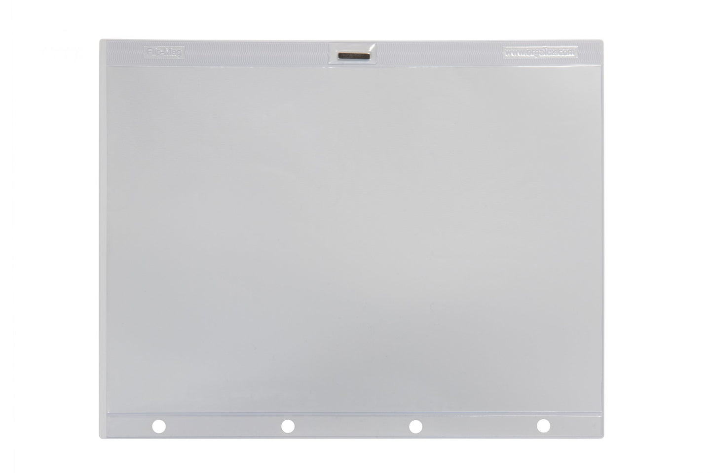 Flip-Mag document holders with adhesive edge and neodymium magnets